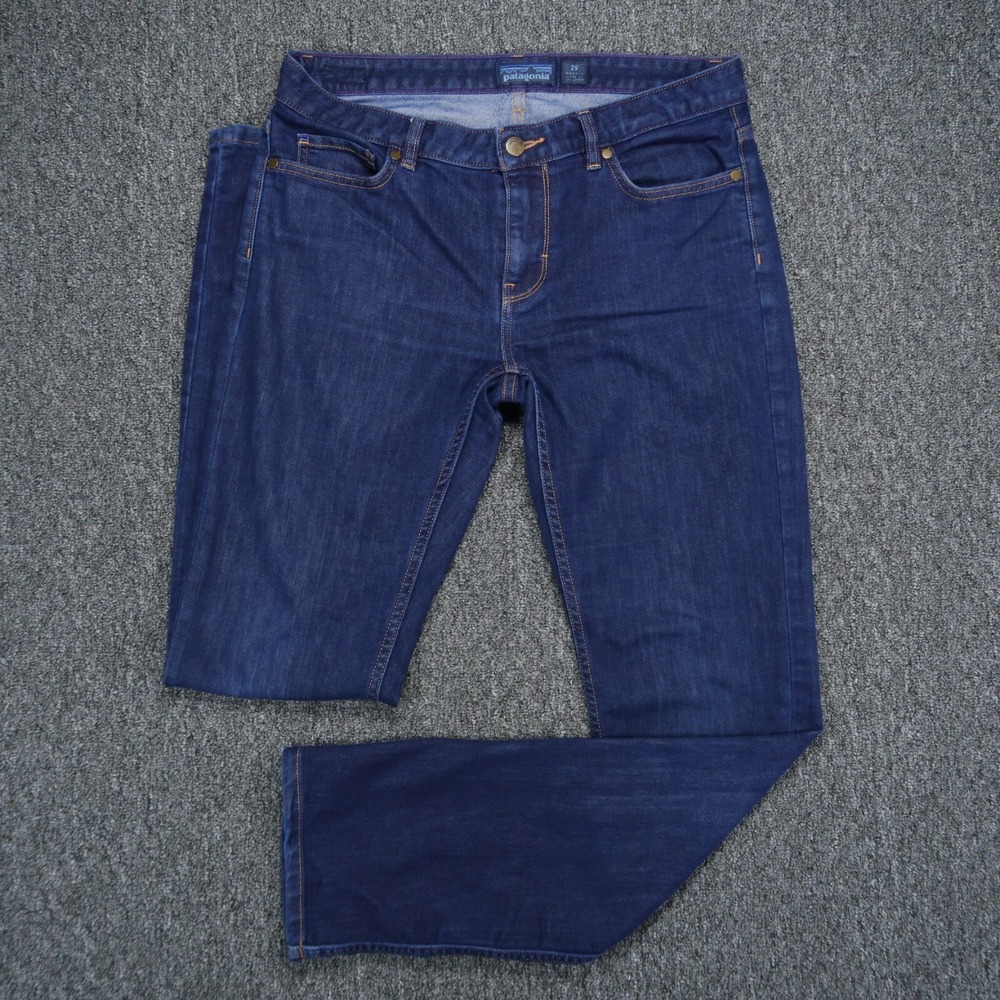 Patagonia Jeans Womens 32x32 Blue Straight 5 Pocket Dark Wash Denim Outdoors